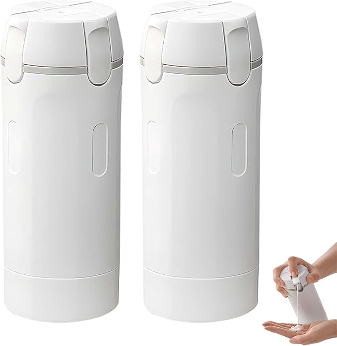 4 in 1 Travel Dispenser Bottle, 30ML Leak Proof Travel Size Toiletries Containers with Labels & Scale, Portable Refillable Travel Bottles for Shampoo Lotion Conditioner Cream, Carry Friendly(2White)