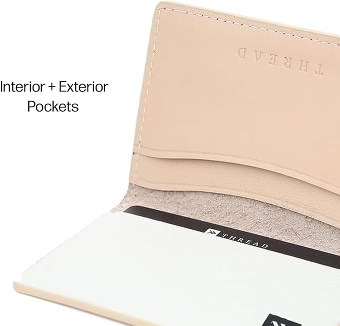 Thread Wallets RFID Blocking Slim Leather Bifold Wallet with Card Protection (Off White)