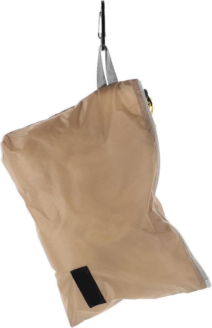 Large Capacity Waterproof Nylon Travel Organizer Pouch in Khaki, Foldable Toiletry Bag for Outdoor Camping and Travel