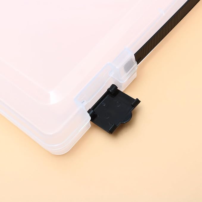 SECFOU Storage Box File Case with Black Buckle, Stackable Pp Document Storage Holder for Office and Bedroom, Easy to Use and Carry Paper Filling Organizer