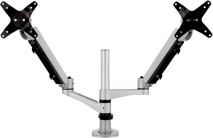 ViewSonic LCD-DMA-002 Spring-Loaded Monitor Desk Mounting Arm for 2 Monitors up to 27 Inches Each, VESA Compatible, Full Ergonomic Adjustability, 2-in-1 Mounting Base, and Built-in Cable Management