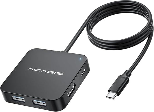 USB C Hub Long Cable 4FT 10Gbps, Multiport Adapter with 4K 60Hz HDMI, 100W Power Delivery, 3 USB A3.1+1 USB-C 3.1 Data Port, USB c to HDMI Adapter for MacBook, Dell, Lenovo, Surface, iPad PRO