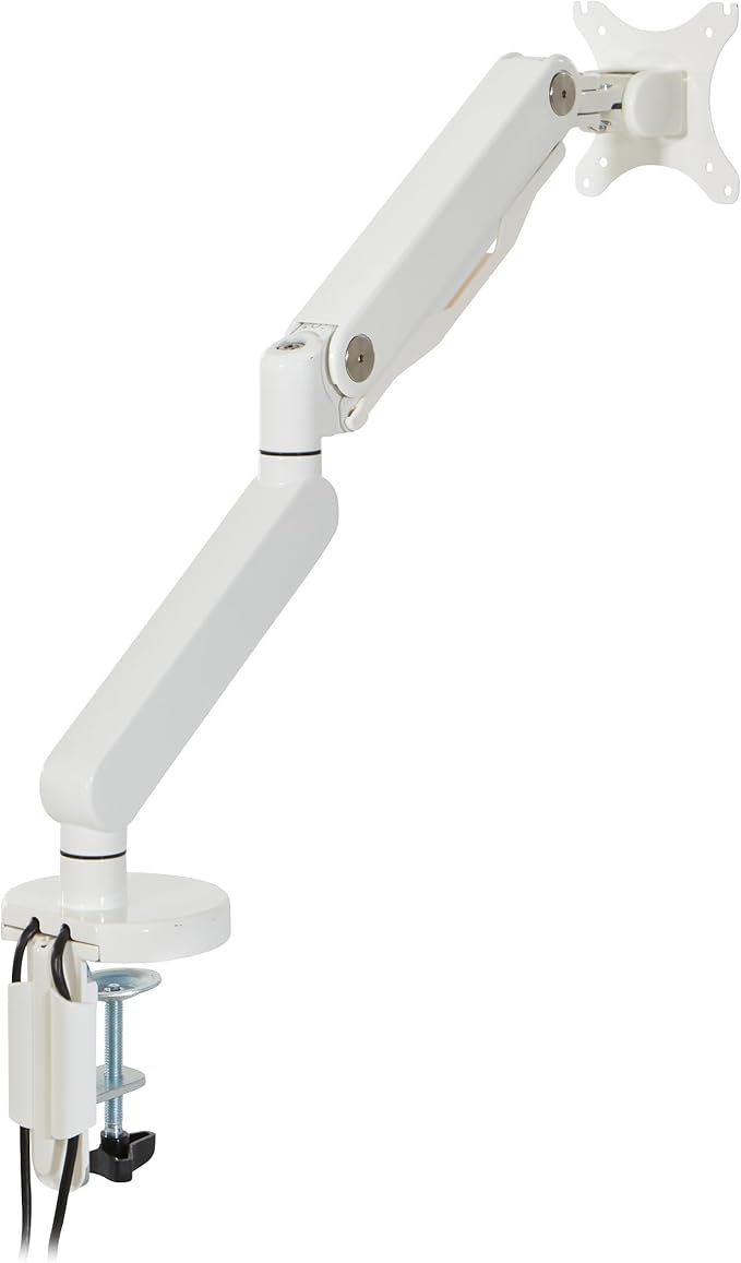 Office Star Ascend II Single Monitor Arms with Dual USB 3.0 Ports, 3-Point Rotation and VESA Mounting Bracket for 17-inch to 30-inch Monitors, White