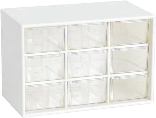 MSUIINT Desk Organizers, 9 Drawers Desktop Organizer, Dustproof Small Organizer with Drawers, Multifunctional Easy to Clean Desk Storage Box for Jewelry Makeup