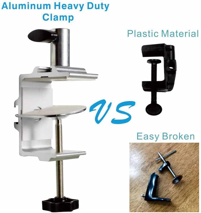 Replacement Heavy Duty C Clamp for 1/2” Base Magnifying Lamp,Desk Lamp,Swing Arm Lamp,Phone I pad Mount,Tablet Mic Holder,Table Mount Clamp for Microphone Stand Mic Boom Arm (G1 SIVLER)