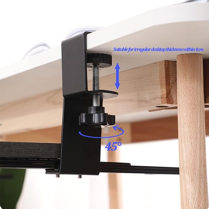 Keyboard Tray Clamp Under Desk with Adjustable Clamp and 7.87IN Rail Set for DIY Custom Wooden Keyboard Trays (Tray Not Included), Under Desk Pull Out Slider Track with C-clamp Mount System