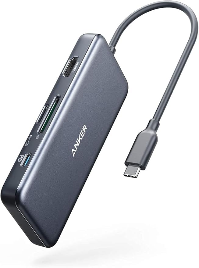 Anker USB C Hub, 7in1 Multi-Port USBC Hub with 4K HDMI, 85W PD, USB-C and 2 USB-A 5Gbps Data Ports, microSD and SD Card Reader, for MacBook Air, MacBook Pro, XPS, and More (Charger not Included)