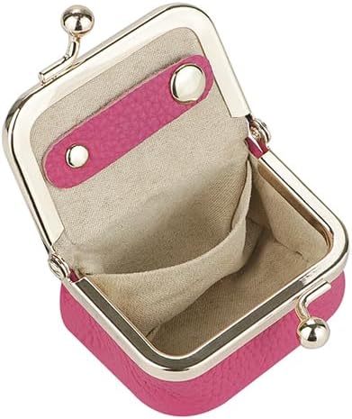 Royal Bagger Genuine Cow Leather Mini Jewelry Box Women's Coin Purse Solid Color Kiss Lock Change Pouch Casual Style Small Storage Bag for Women 1894 (Orange)