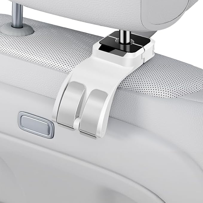 [Luxury car purse hook] | Universal headrest hooks for car | Heavy Duty Car Accessories Interior，car organizer | Multi-Function purse hook for table for Women & Men | 25KG Load Capacity (White)