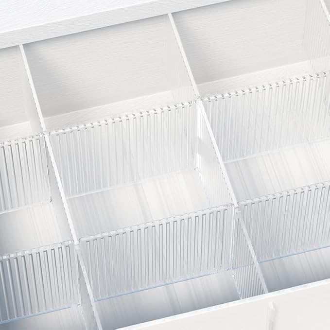 8pcs DIY Plastic Drawer Organizer Adjustable Drawer Dividers for Home Tidy Closet, Socks, Underwear, office school supplies, kitchen utensil tools (Clear White)