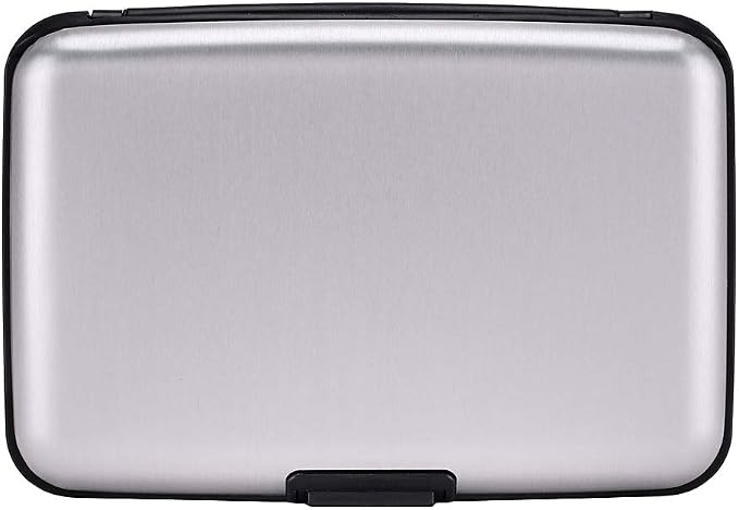 ELFISH RFID Blocking Credit Card Protector Aluminum ID Case Hard Shell Business Card Holders Metal Wallet for Men or Women (silver)