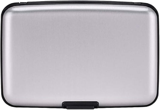 ELFISH RFID Blocking Credit Card Protector Aluminum ID Case Hard Shell Business Card Holders Metal Wallet for Men or Women (silver)
