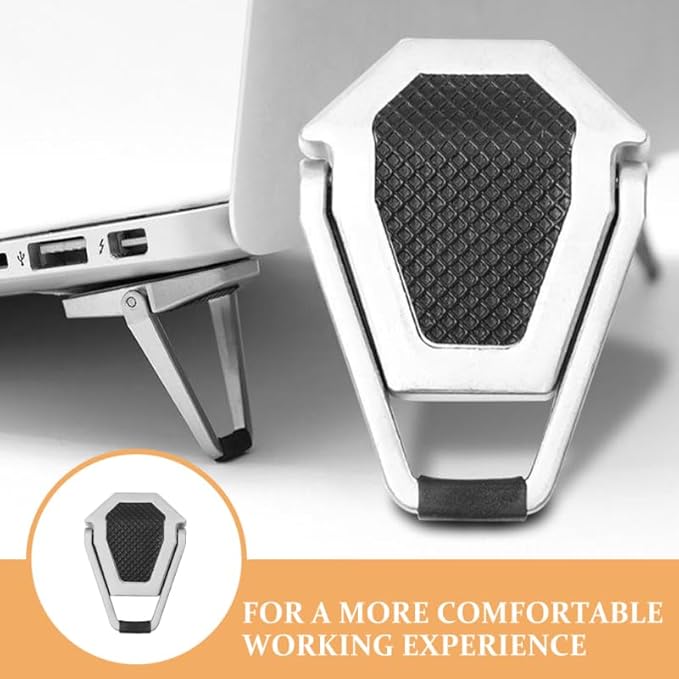 Angoily Portable Foldable Laptop Stand 4-Pack Ergonomic Invisible Computer Riser with Self-Adhesive Feet Cooling Pad for Desk Travel and Office