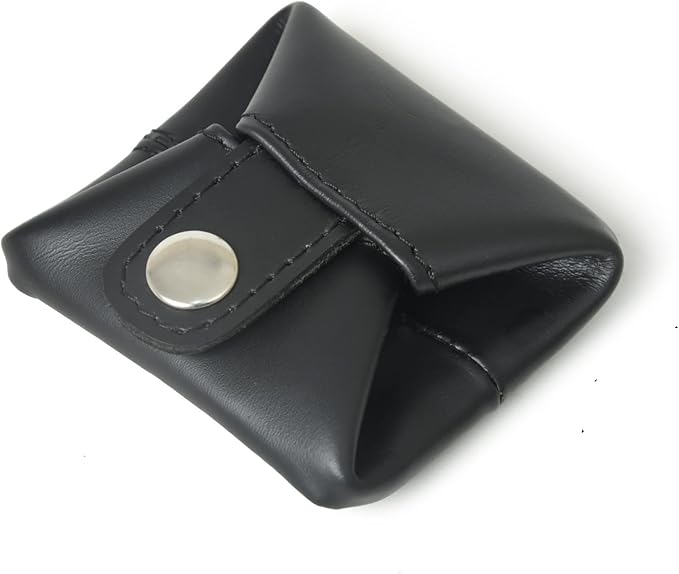 Top Grain Leather Coin Pouch, Change Holder, Mini Pocket Wallet, Handcrafted Coin Purse for Men & Women (Black, Pack of 1)