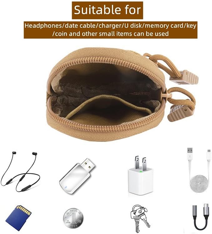 Small EDC Pouch EDC Bag Molle Pouch Tactical Wallet, Molle Accessories, Coin Pouch Coin Purse, Key Case, Tactical Keychain Pouch, Earphone Case, Military Gear Waterproof
