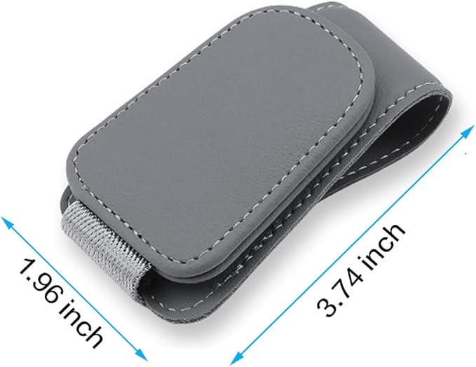Sunglass Holder for Car Sun Visor, Magnetic Eyeglass Hanger Clip for Car Visor, Leather Car Glasses Mount, Car Interior Visor Accessories (Grey-1Pcs)