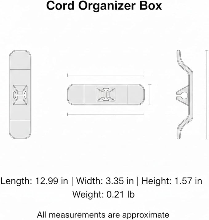 Desktop Cable Management Box, Cord Organizer for Cables & Wires, Durable PP Plastic Storage for Home Office (1 Pack)
