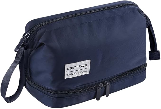 SINLAND Travel Toiletry Bag Water-resistant with Hanging Hook for Womens Large Packing with Waterproof Wet/Dry Compartment Travel Shower Bags Travel Toiletry Organizer Dopp Kit Shaving Bag