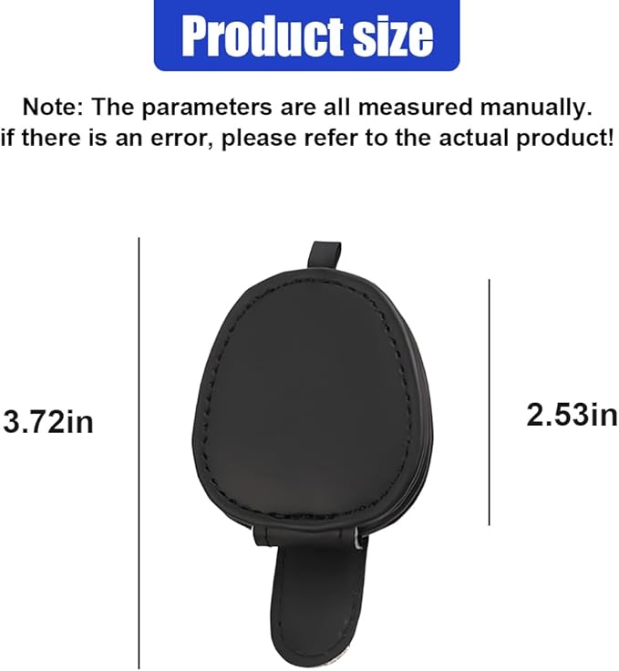 ZIMISI 2PCS Magnetic Sunglass Holder for Car Visor, Leather Glasses Holder for Different Size Eyeglasses, Clip on Sunglasses Clip, Ticket Card Clip, Car Visor Organizer (Black)