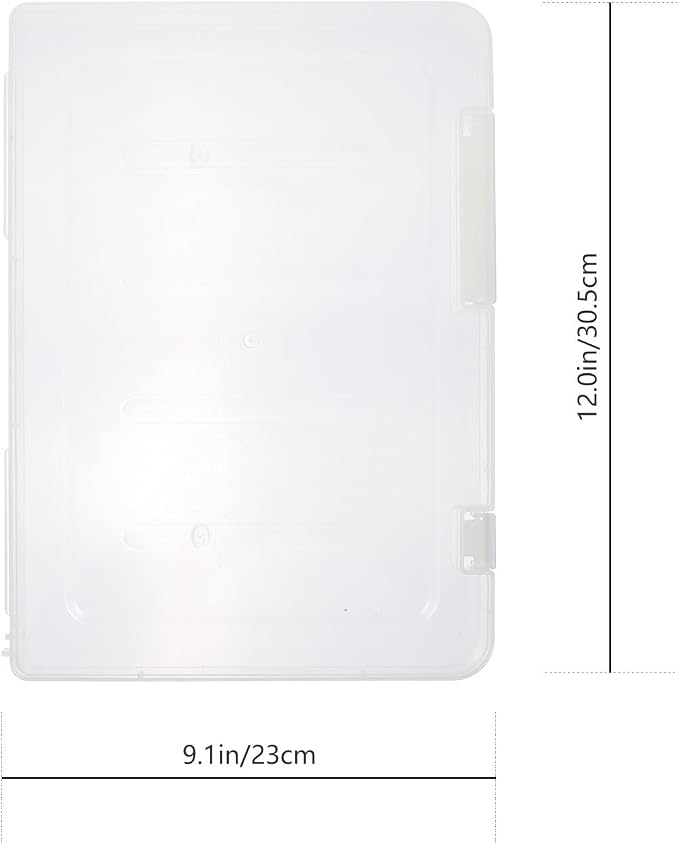 A4 Thin White Plastic File Storage Box with Lid, Dustproof Office Document Organizer and Desktop File Container for Papers and Receipts