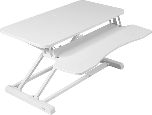 VIVO 32 inch Desk Converter, K Series, Height Adjustable Sit to Stand Riser, Dual Monitor and Laptop Workstation with Wide Keyboard Tray, White, DESK-V000KW