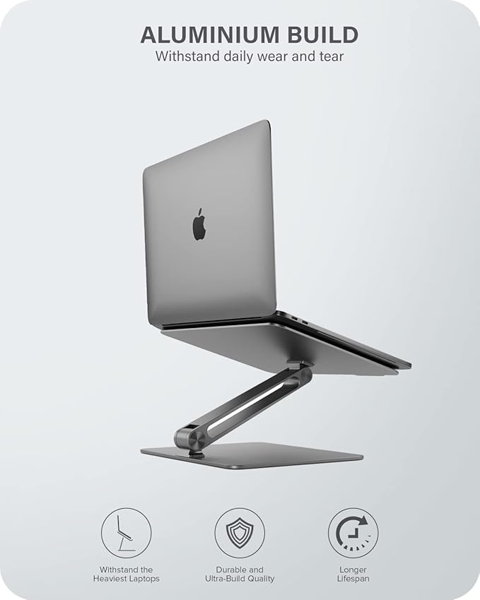 ALOGIC Elite Adjustable Laptop Stand, Ergonomic Riser Aluminium Design, Portable and Sturdy, Compatible with MacBook Pro, MacBook Air, Dell XPS, Chromebook and More.