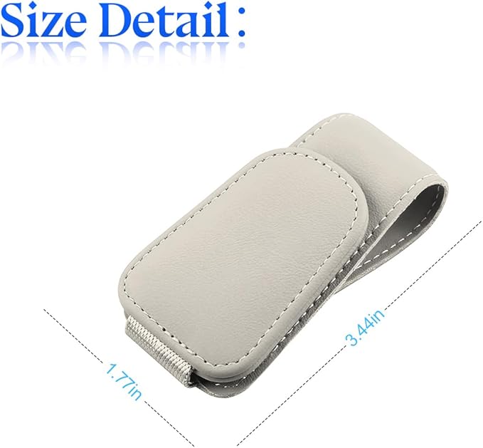 zipelo Sunglasses Holder for Car Sun Visor, 2 PCS Magnetic Leather Eyeglass Hanger, Sun Glasses Mount Clip on Visors, Ticket Card Cash Organizer, Auto Interior Accessories (Light Beige)