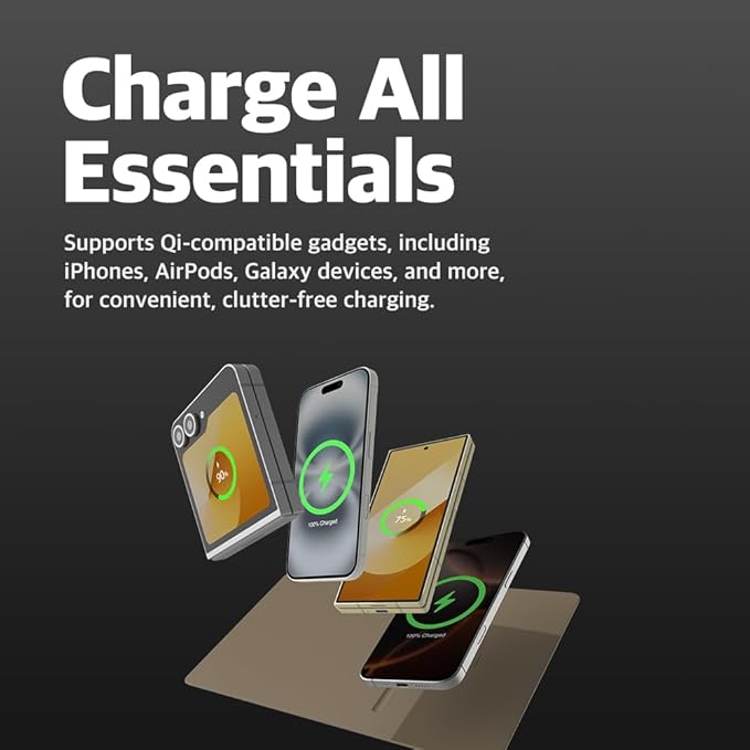 POUT H3 PRO Wireless Charging Mouse Pad ??Qi-Enabled Fast Charger with Anti-Slip Base & Smooth Surface for Phones and Earbuds ??Sleek Desk Accessory for Home & Office (Latte Cream)