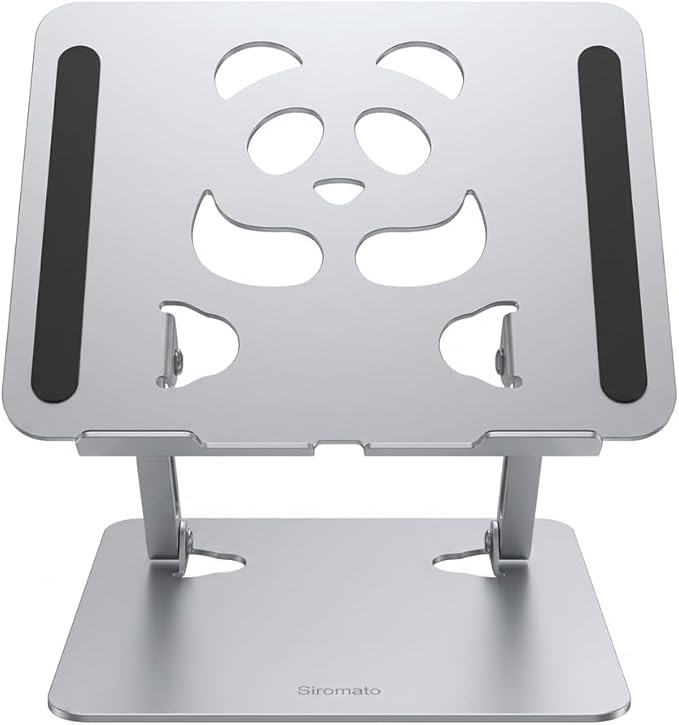 Laptop Stand for Desk, Ergonomic Notebook Riser with Ventilation, Multi Angle Height Adjustable Foldable Computer Holder for MacBook, Dell, HP, 10-16" (Silver)