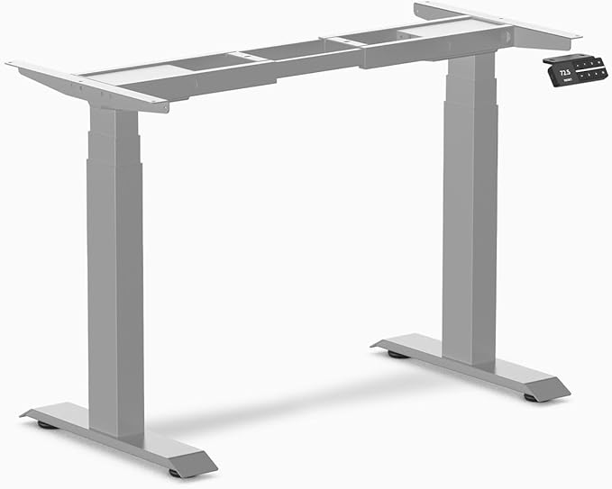 Desky Dual Mini Electric Standing Desk Frame ??Compact Height Adjustable Sit Stand Base with Dual Motors, Steel Frame, Memory Settings for Home Office & Small Spaces (Matte Black)