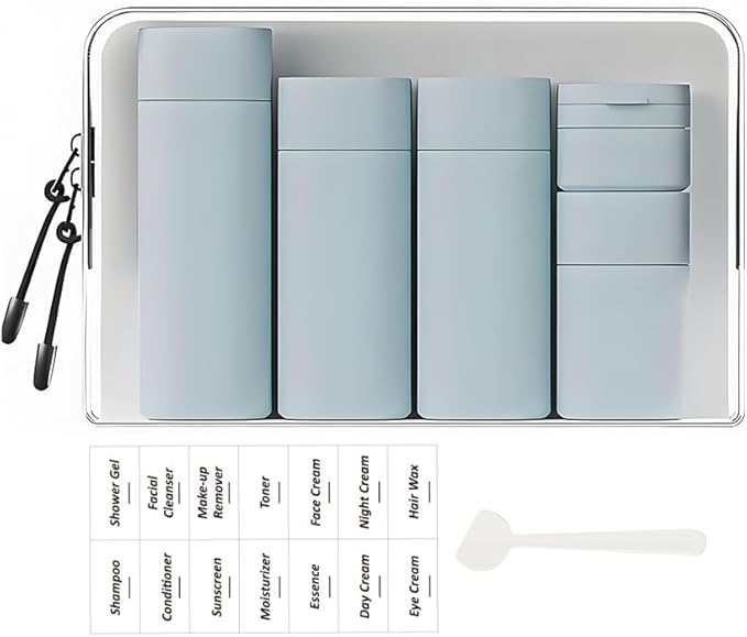 5 Pack Brief and Fashion Travel Bottles TSA Approved, BPA Free Travel Size Travel Containers Refillable Squeeze Bottles for Cosmetic Shampoo Cream Conditioner Lotion Soap… (Nordic blue)