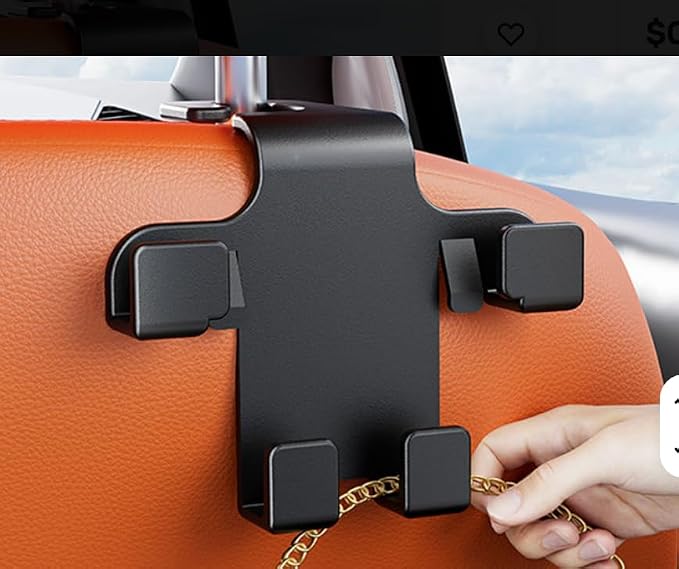 Foldable Car Seat Headrest Hooks 2-Pack – Hidden Design 360° Rotating Organizer for Bags, Groceries & Purses – Heavy Duty ABS Car Back Seat Hanger