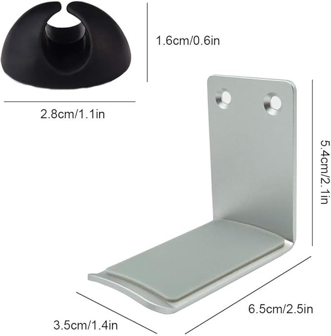 SourceTon 2 Packs Aluminum Headphone Stand Hanger and 6 Cable Clips, 2 Headset Holder Mount (Black and Silver) and 6 Cable Organizers with Strong Adhesive Tape and Screws for Headphones