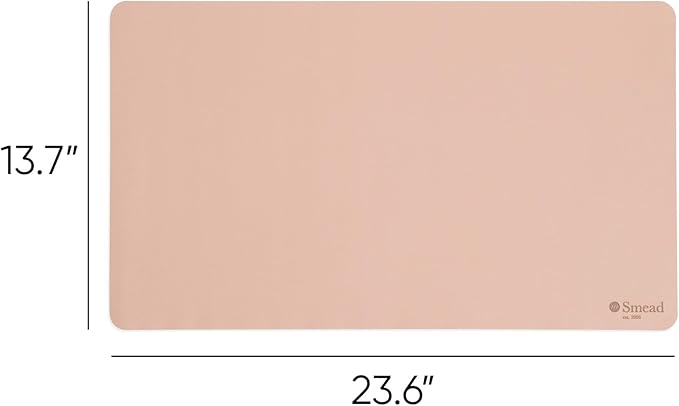 Smead Desk Pad, Vegan Leather Desk Mat with Non-Slip Faux Suede Backing, Perfect Desk Organizer for Office Decor, 23.6” x 13.7” Small, Dusty Rose (64839)