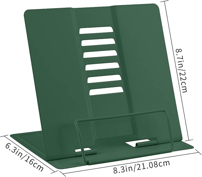Honagu Metal Desk Book Holder, Adjustable Hands Free Holder for Cookbooks, Documents, Music Books, Textbooks, Tablets, Ipad (Military Green)