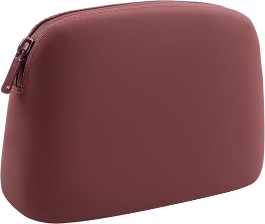 Foldable Silicone Makeup Bag Large Capacity and Lightweight Toiletry Bag for Travel Waterproof Cosmetic Bag with Zipper for Women Girls (Crimson)