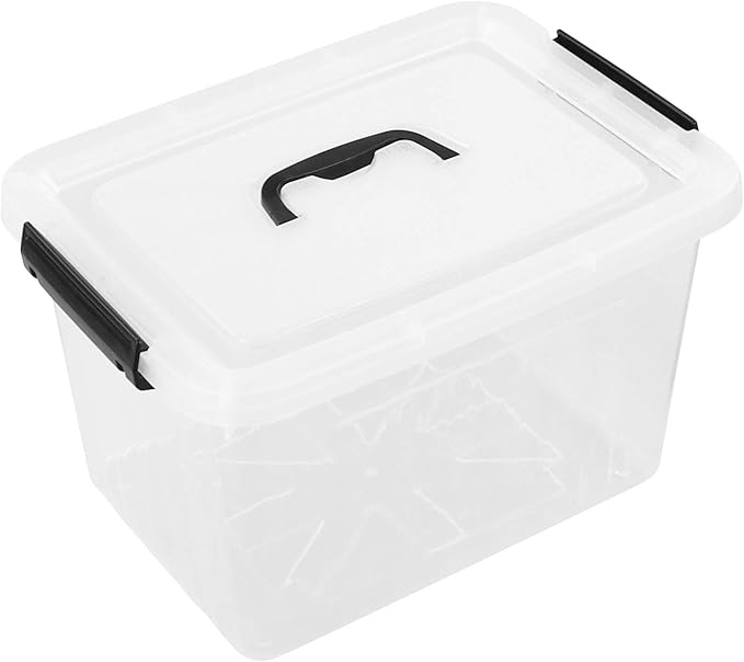12 Quart Plastic Storage Latch Box, Latching Storage Bin with Handle,1 Pack
