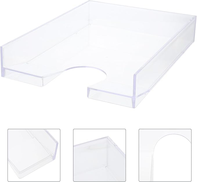 SECFOU Stackable Plastic File Storage Box A4 Paper Organizer Document Case Desktop Office Storage Holder for Home and School