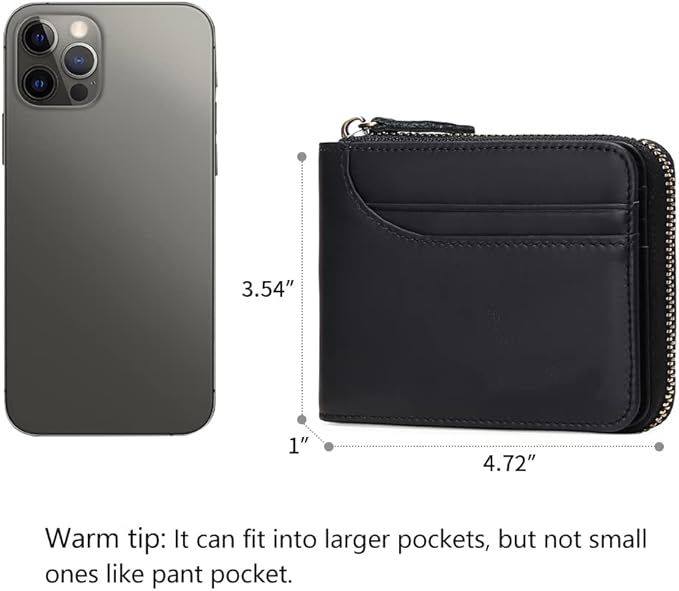 GOIACII Wallets for Men Genuine Leather Front Pocket Wallet RFID Zip Around Bifold Credit Card Holder | RFID, Zip Around, Bifold, Credit Card Holder