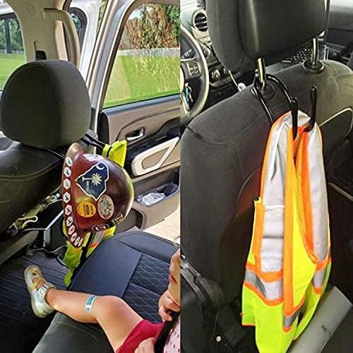 Flexible Over The Seat Hard Hat Rack Hard Hat Holder Hard Hat Hanger for Vehicle Truck Car Headrest Hangers - Universal Adjustable Hooks for bags, Coats, Purses - 4 Pack - No Hard Hat