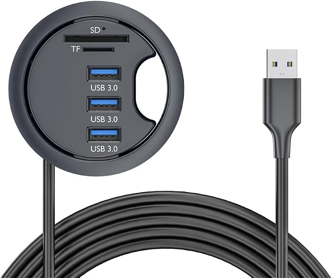 USB 3.0 Hub SD TF 3 Port USB 60mm Desk Grommet Splitter Dock Station Micro-SD Card Reader for Desktop PC Desk