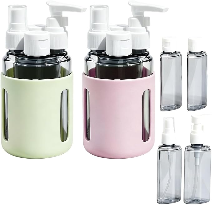 4 in 1 Travel Dispenser Bottles – 2026 New Leak Proof Portable Dispenser Bottle Set for Shampoo, Conditioner, Lotion & Cream, 4pcs 60ml Travel Dispensers for Vacation & Business (Set K)