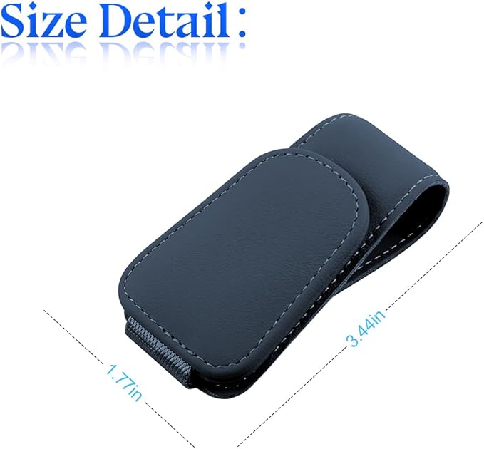 zipelo Sunglasses Holder for Car Sun Visor, Vehicle Magnetic Leather Eyeglass Hanger, Sun Glasses Mount Clip on Visors, Ticket Card Cash Organizer, Auto Interior Accessories (Blue, 1 PCS)