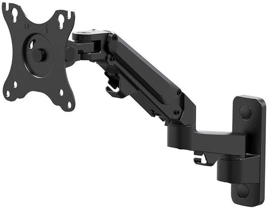 Monoprice Full Motion Wall Mount - for Monitors Up to 27 Inch, Adjustable Gas Spring, 2-Segment, Supports Max Weight 15.4 Pounds, Black - Workstream Collection