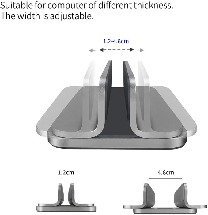 DrewChan Aluminum Vertical Stand with Adjustable Width Base, Fits All MacBook, Surface, Chromebook and Gaming Laptops (up to 17.3")