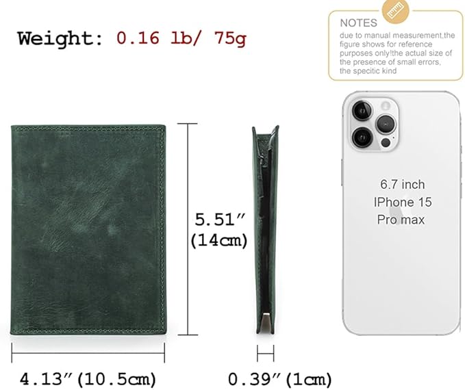 CONTACTS Full Grain Leather Passport Holder RFID Blocking Travel Passport Wallet Compatible with Airtag Passport Cover Case with 4 Cards Slots, Coin Pocket (Green)