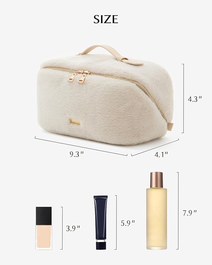 EACHY Travel Makeup Bag, Large Capacity Cosmetic Bag for Women, Waterproof PU Leather, Flat Open Portable Toiletry Bag for Skincare, Brushes & Travel Essentials