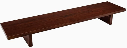 Desky Minimal Monitor Stand – Ergonomic Wood Riser for Single or Dual Monitors, Desk Shelf Organizer to Elevate Screen Height – Walnut Rubberwood