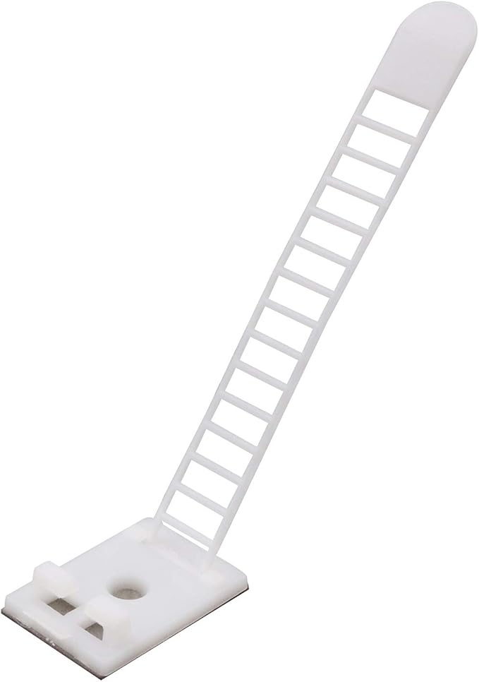 Mini Cable Clips 3M Adhesive, Multipurpose Cord and Wire Organizer for Cable Management Adjustable Medium - 60 Pack Bundled with 10 Bonus Reusable Cable Ties (White)