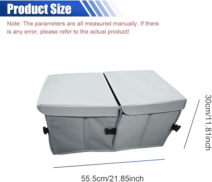 Car Trunk Organizer, Collapsible Multi Compartment Cargo Storage Box with Lid & Reinforced Handles, Adjustable Waterproof Vehicle Storage Organizer Accessories for Car SUV Truck (Gray)